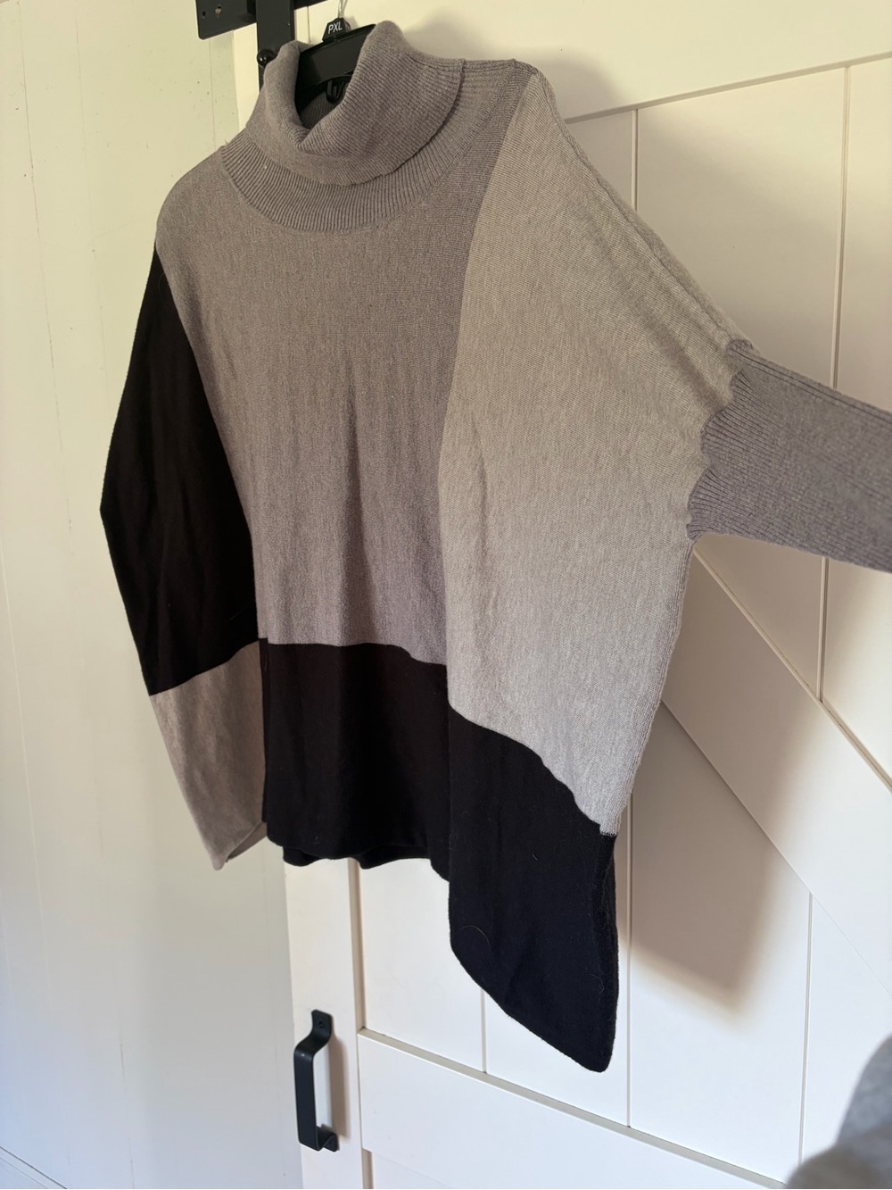 Women's Two-Tone Gray & Black Turtleneck Sweater